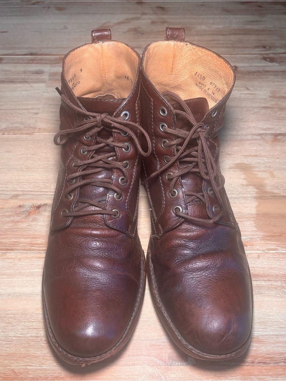 Vintage Frye Brown Leather Lace Up Boots Men’s 11.5D Soles Need Repair